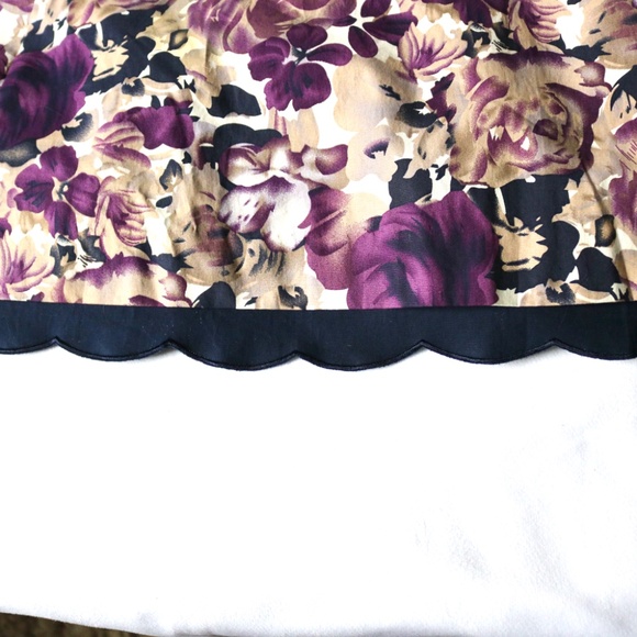 RW&CO Floral Summer Dress Women's Size 2 Purple Navy Taupe Scalloped Wedding - Picture 2 of 13